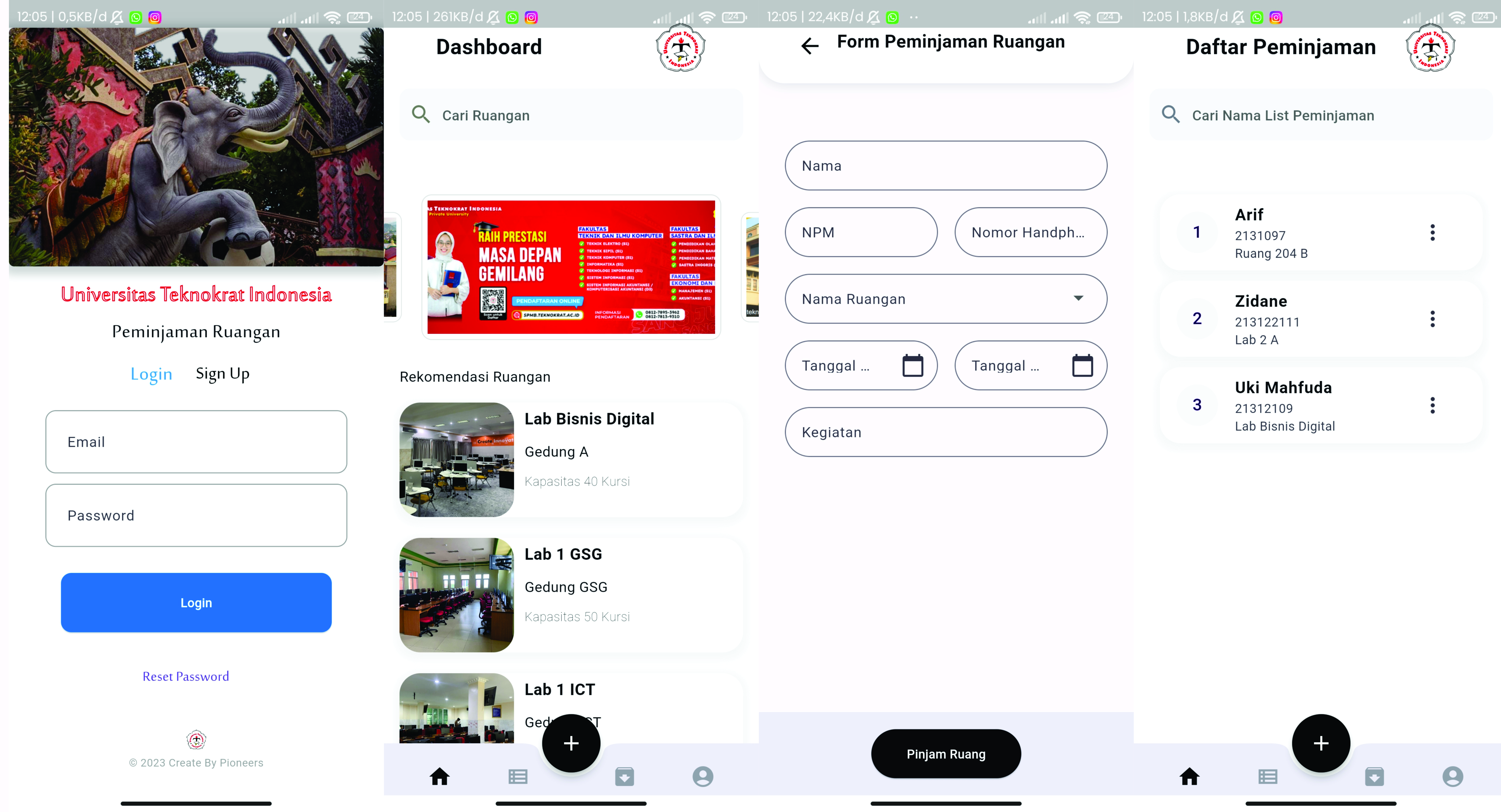 Aplikasi Mobile Pinjam Ruang Universitas Teknokrat Indonesia